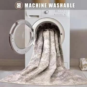 Area Rug Living Room Rugs - 9x12 Abstract Large Soft Indoor Washable Rug Neutral Modern Low Pile Carpet for Bedroom Dining Room Farmhouse Home Office - Brown