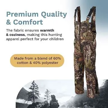 Mooselander - Youth Insulated Bib Overall In MO Country For Hunting, Kids and Teens, Hunting Clothes, Camo, Cold Weather Gear