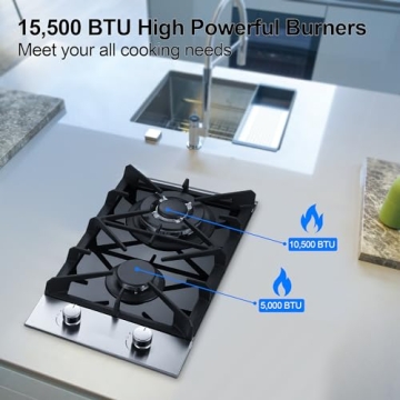 Eascookchef 2 Burner Propane Gas Cooktop 12 Inch