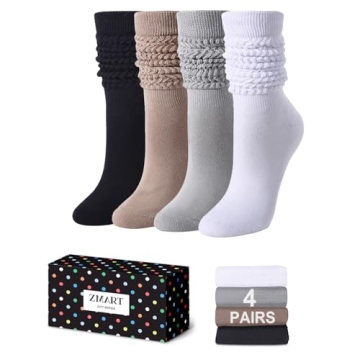 Zmart Slouchy Socks for Women Pack - Scrunch Socks Women Slouch Socks for Girls Boot Tube Short Sock...