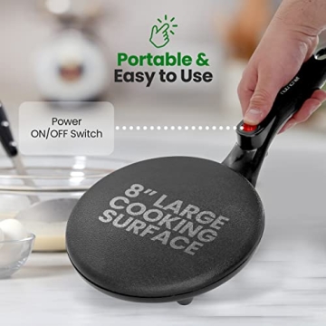 Nutrichef Electric Crepe Maker | 8-inch Nonstick Cooktop
