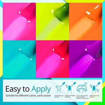 UR SUGAR Glow in the Dark Gel Nail Polish Set, Halloween Neon Hot Pink Yellow Orange Bright Luminous Gel Polish Set Fluorescent 6 Colors Glow in Dark Effect Soak Off Nail Polish Kit for Party Nails