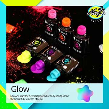 UR SUGAR Glow in the Dark Gel Nail Polish Set, Halloween Neon Hot Pink Yellow Orange Bright Luminous Gel Polish Set Fluorescent 6 Colors Glow in Dark Effect Soak Off Nail Polish Kit for Party Nails