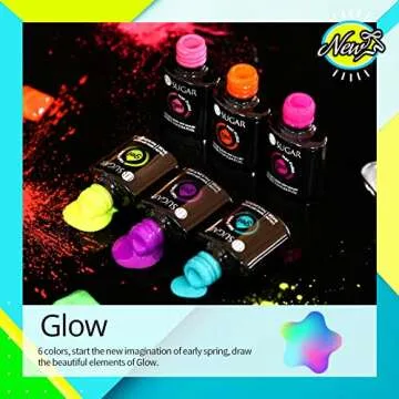 UR SUGAR Glow in the Dark Gel Nail Polish Set, Halloween Neon Hot Pink Yellow Orange Bright Luminous Gel Polish Set Fluorescent 6 Colors Glow in Dark Effect Soak Off Nail Polish Kit for Party Nails