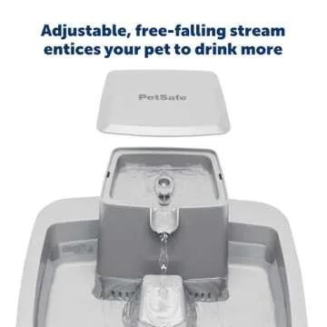 PetSafe Drinkwell Pet Fountain,Dog Water Bowl Dispenser for Cat and Dogs, Plastic, Adjustable Flow Control, Easy to Clean Design,Grey, 2 Gallon/256 oz