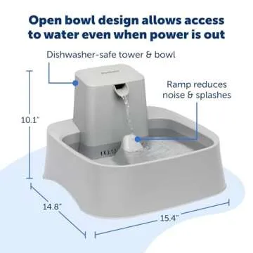 PetSafe Drinkwell Pet Fountain,Dog Water Bowl Dispenser for Cat and Dogs, Plastic, Adjustable Flow Control, Easy to Clean Design,Grey, 2 Gallon/256 oz