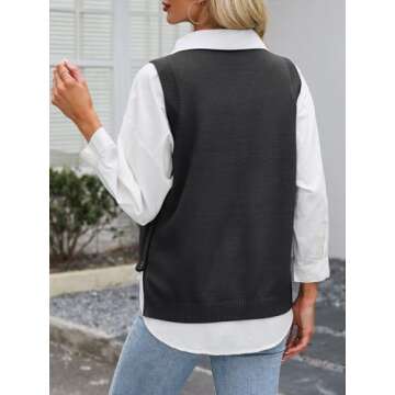 Trendy Womens Sweater Vest with Side Buttons - ANRABESS