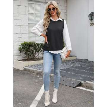 Trendy Womens Sweater Vest with Side Buttons - ANRABESS