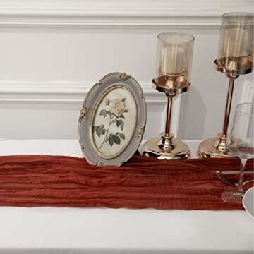 15 Pack 10Ft Cheesecloth Table Runner 35x120 Inch Boho Gauze Table Runner Rustic Cheese Cloth Long Table Runner Romantic Table Runner for Wedding Bridal Shower Birthday Party Table Decor (Terracotta)