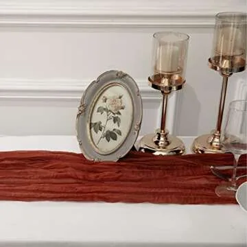 15 Pack 10Ft Cheesecloth Table Runner 35x120 Inch Boho Gauze Table Runner Rustic Cheese Cloth Long Table Runner Romantic Table Runner for Wedding Bridal Shower Birthday Party Table Decor (Terracotta)