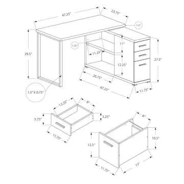 Contemporary L-Shaped Corner Desk - Monarch Specialties