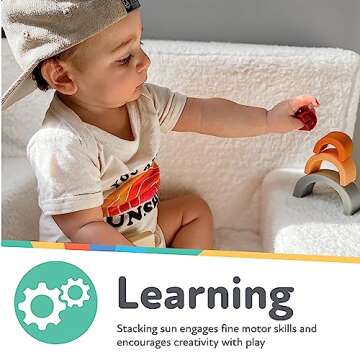 Nuby Soft Silicone Stackable Sun Interactive Toy for Early Development, Creativity, 12+ Months