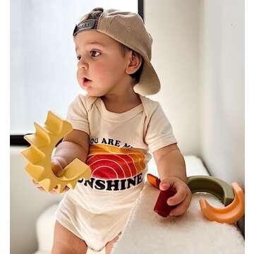 Nuby Soft Silicone Stackable Sun Interactive Toy for Early Development, Creativity, 12+ Months