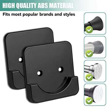 Shower Curtain Rod Mount Holder for Wall | Adhesive Shower Rod Tension Retainer | No Drilling | Stic...