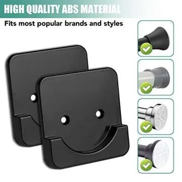 Shower Curtain Rod Mount Holder for Wall | Adhesive Shower Rod Tension Retainer | No Drilling | Stic...