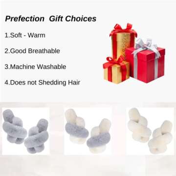 AUROO Women's House Slippers for Women,Fuzzy Soft Cross Band Plush Furry Warm Cozy Open Toe Fluffy Slides Home Shoes Comfy Winter slippers Indoor and Outdoor