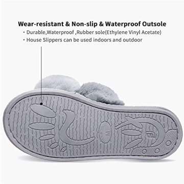 AUROO Women's House Slippers for Women,Fuzzy Soft Cross Band Plush Furry Warm Cozy Open Toe Fluffy Slides Home Shoes Comfy Winter slippers Indoor and Outdoor