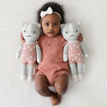 cuddle + kind Daisy The Kitten Little 13" Hand-Knit Doll – 1 Doll = 10 Meals, Fair Trade, Heirloom Quality, Handcrafted in Peru, 100% Cotton Yarn