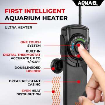 Aquael Ultra Aquarium Heater for Freshwater & Saltwater Aquariums - 100 Watt, 16-26 Gallon