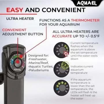 Aquael Ultra Aquarium Heater for Freshwater & Saltwater Aquariums - 100 Watt, 16-26 Gallon