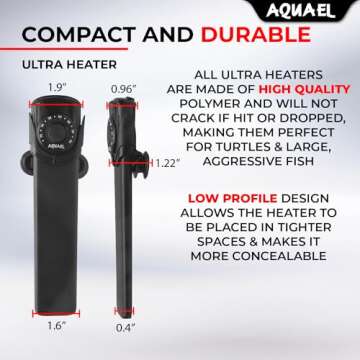 Aquael Ultra Aquarium Heater for Freshwater & Saltwater Aquariums - 100 Watt, 16-26 Gallon
