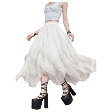 SHENHE Women's Lace Trim Tulle Skirt - Elegant Design