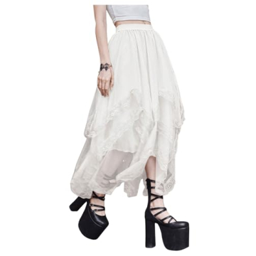 SHENHE Women's Lace Trim Tulle Skirt - Elegant Design