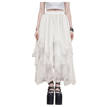SHENHE Women's Lace Trim Tulle Skirt - Elegant Design