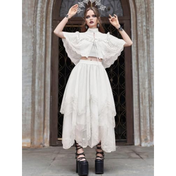 SHENHE Women's Lace Trim Tulle Skirt - Elegant Design