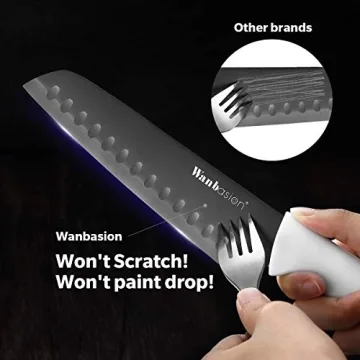 Wanbasion 16pcs White Kitchen Knife Set with Block, Stainless Steel Knives Set for Kitchen, Professional Chef Knife Sets for Kitchen with Sharpener Acrylic Block