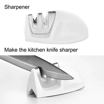 Wanbasion 16pcs White Kitchen Knife Set with Block, Stainless Steel Knives Set for Kitchen, Professional Chef Knife Sets for Kitchen with Sharpener Acrylic Block