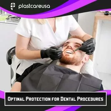 Disposable Dental Bibs 13"x18" - 3 Ply Waterproof Tattoo Bib Sheet for Patients - Dentist or Medical Tray Cover and Nail Table Cover Supplies, Black