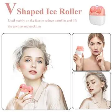 Ice Roller for Face, Ice Face Roller Skin Care Tools, 2 in 1 Face Massager Eye Roller for Puffy Eyes Migraine Relief, Reduce Wrinkles, Relieve Muscle Soreness, Relieve Sunburn and Redness, Pink