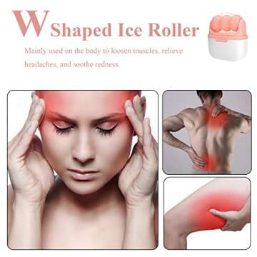Ice Roller for Face, Ice Face Roller Skin Care Tools, 2 in 1 Face Massager Eye Roller for Puffy Eyes Migraine Relief, Reduce Wrinkles, Relieve Muscle Soreness, Relieve Sunburn and Redness, Pink