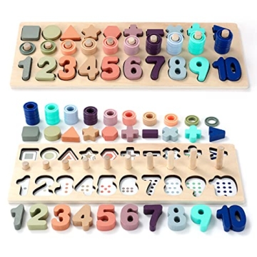 Toddler Montessori Toys Teaches Number, Counting, Math, Stacking Fun Preschool Learning Activates fo...
