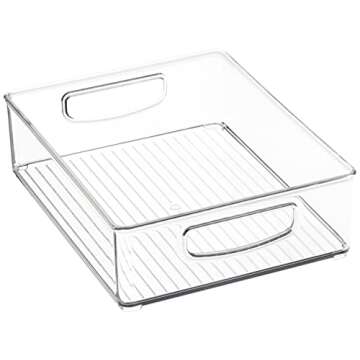 iDesign 6-Piece Recycled Plastic Small Stackable Kitchen Organizer Bin with Integrated Handles for K...