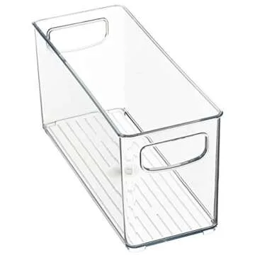 iDesign 6-Piece Recycled Plastic Small Stackable Kitchen Organizer Bin with Integrated Handles for Kitchen, Fridge, Freezer, Pantry & Cabinet Organization – Various Sizes, Clear