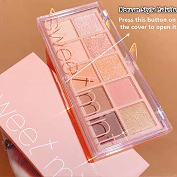Go Ho 10 Colors Eyeshadow Palette,Matte&Glitter&Shimmer Eyeshadow Korean Makeup,Long Lasting Blendab...