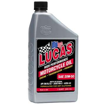Lucas Oil 10700 High Performance SAE 20W-50 Motorcycle Oil - 1 Quart (Pack of 6)