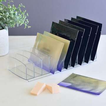 Youngever Large Plastic Makeup Palette Organizer, Clear Eyeshadow Holder, 10 Compartment Cosmetic Palette Organizer, Makeup Palette Holder