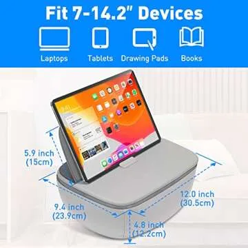 DeskLogics Lap Desk with Cushion - Ultra-Thick, CoolFoam 7 to 14.2 inch Laptop Tablet Stand - Washable Lycra Lap Pad Pillow Desk iPad Stand Phone Holder for Bed, Couch, Sofa, Home, Office, Gift Ideas