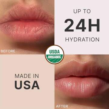 USDA Organic Lip Balm - USA Made with Natural Ingredients, Beeswax Vanilla Chapstick for Dry Lips, G...