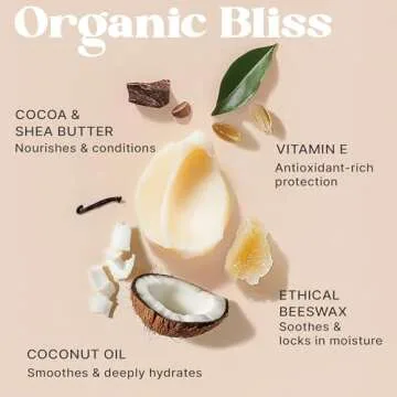 USDA Organic Lip Balm - USA Made with Natural Ingredients, Beeswax Vanilla Chapstick for Dry Lips, Gifts for Women, Birthday Gifts for Her & Him, Hydrating Lip Balm Beauty Gifts, Natural Chapstick