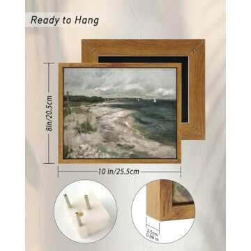 InSimSea Framed Canvas Wall Art Vintage Decor, Room Decor Classical Seaside Landscape Art Wall Decorations, Impressionism Scenic Paintings Wall Art for Bedroom Living Room Bathroom Wall Decor, 8"x10"