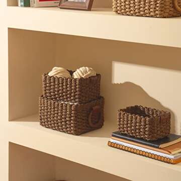 LA JOLIE MUSE Woven Storage Baskets - Set of 3 Eco-Friendly Organizers