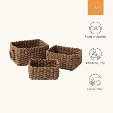 Stylish Eco-Friendly Woven Storage Baskets Set of 3