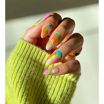 24 Pcs Coffin Press on Nails for Women and Girls