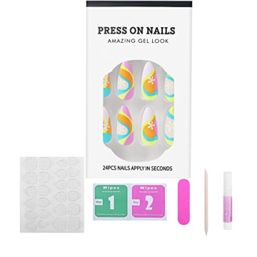 24 Pcs Coffin Press on Nails for Women and Girls