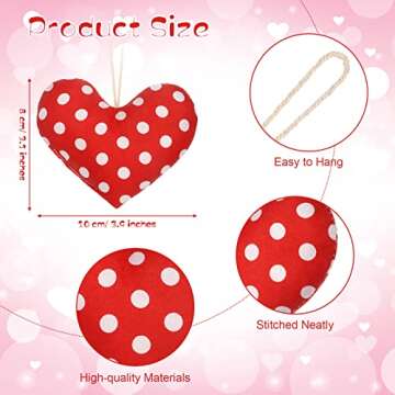16 Pcs Valentines Fabric Heart Hanging Ornaments Valentine's Day Burlap Rustic Stuffed Heart Ornaments for Valentines Outdoor Home Wall Decor Farmhouse Decor Valentine Tier Tray Filler (Cute Style)