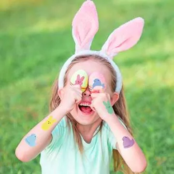 W1cwey Easter Kids' Stickers Rolls - 1000pcs(2 Rolls)20 Styles Easter Bunny Marshmallow Chick Sticker Roll Cartoon Cute Giftwrap Self-Adhesive Novelty Easter Gift Wraping School Student Prizes Reward